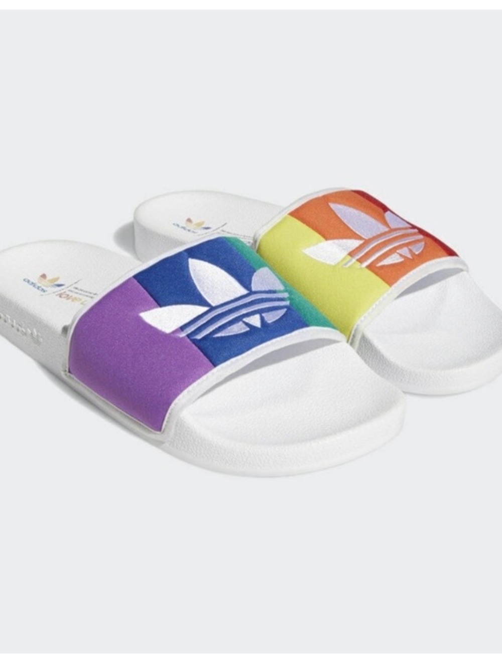 Adidas Trifoil Love Unites Rainbow Multi Color Adilette Pride Slip On Slides 5